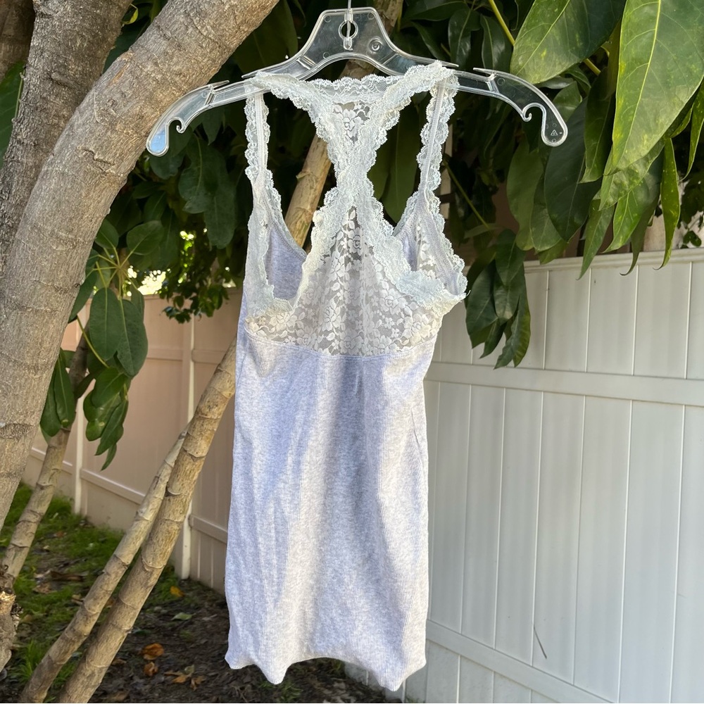 Abercrombie & Fitch Grey Tank Top With Lace Detailing  ! - Picture 10 of 14